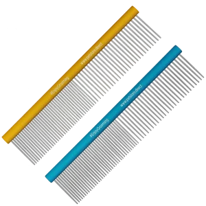 Limited Edition 7.5" Gold and Blue 50/50 Comb Set by PetStore.Direct