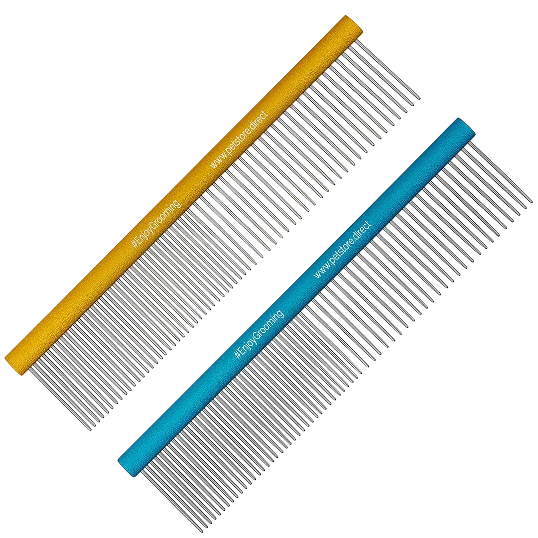 Limited Edition 7.5" Gold and Blue 50/50 Comb Set by PetStore.Direct