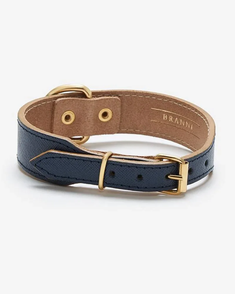 Moni Dog Collar in Navy Leather (Made in Italy) (FINAL SALE) - Image 2