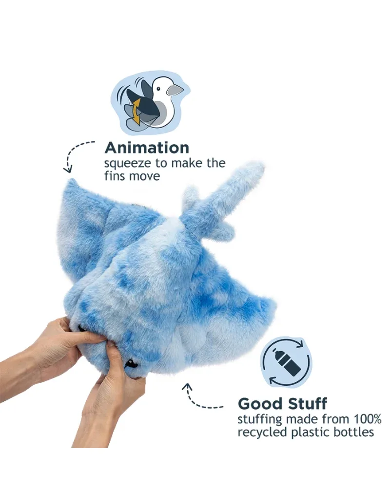 Animated Plush Squeaky Manta Ray Dog Toy - Image 2