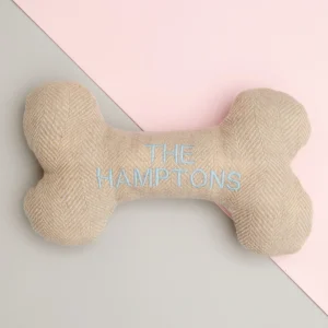 "The Hamptons" Tweed Squeaker Dog Bone Toy (Made in the USA)