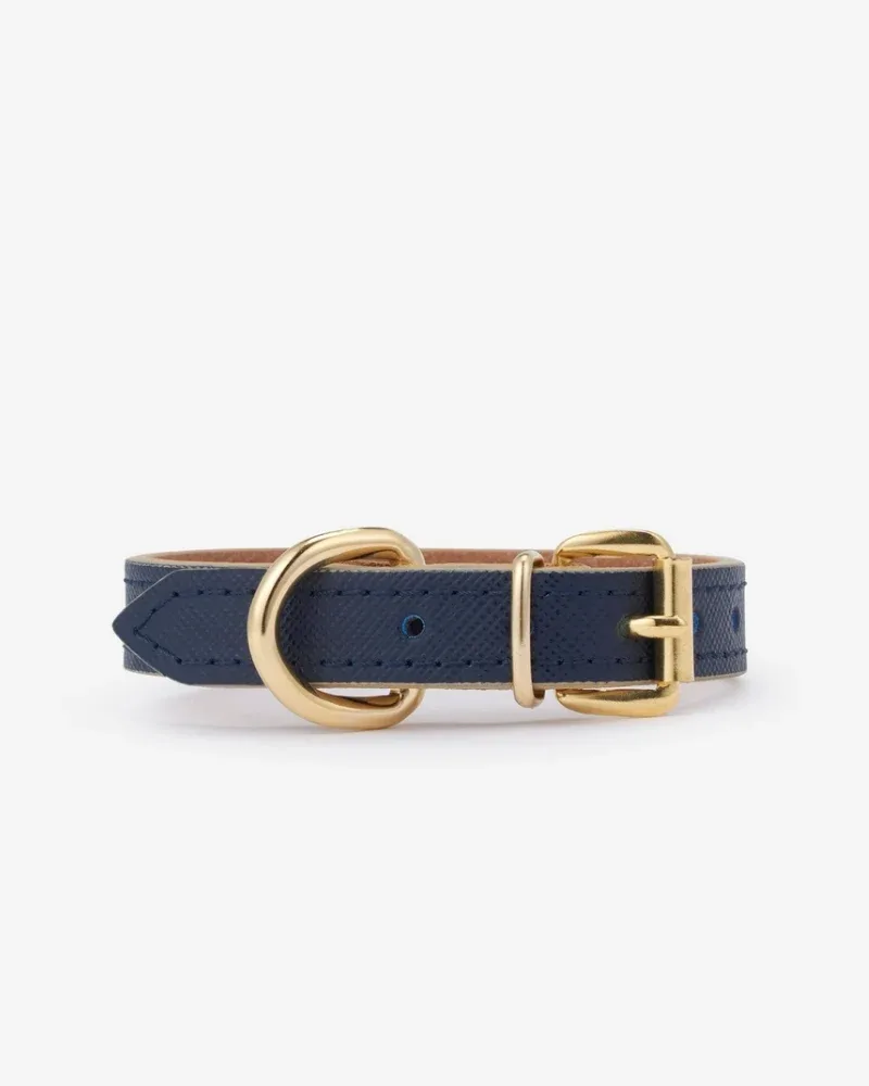 Small Dog Collar in Navy Leather (Made in Italy) (FINAL SALE) - Image 2
