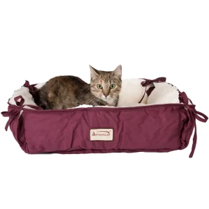 Amarkat Burgundy & Ivory Square or Flat Convertible Cat Bed