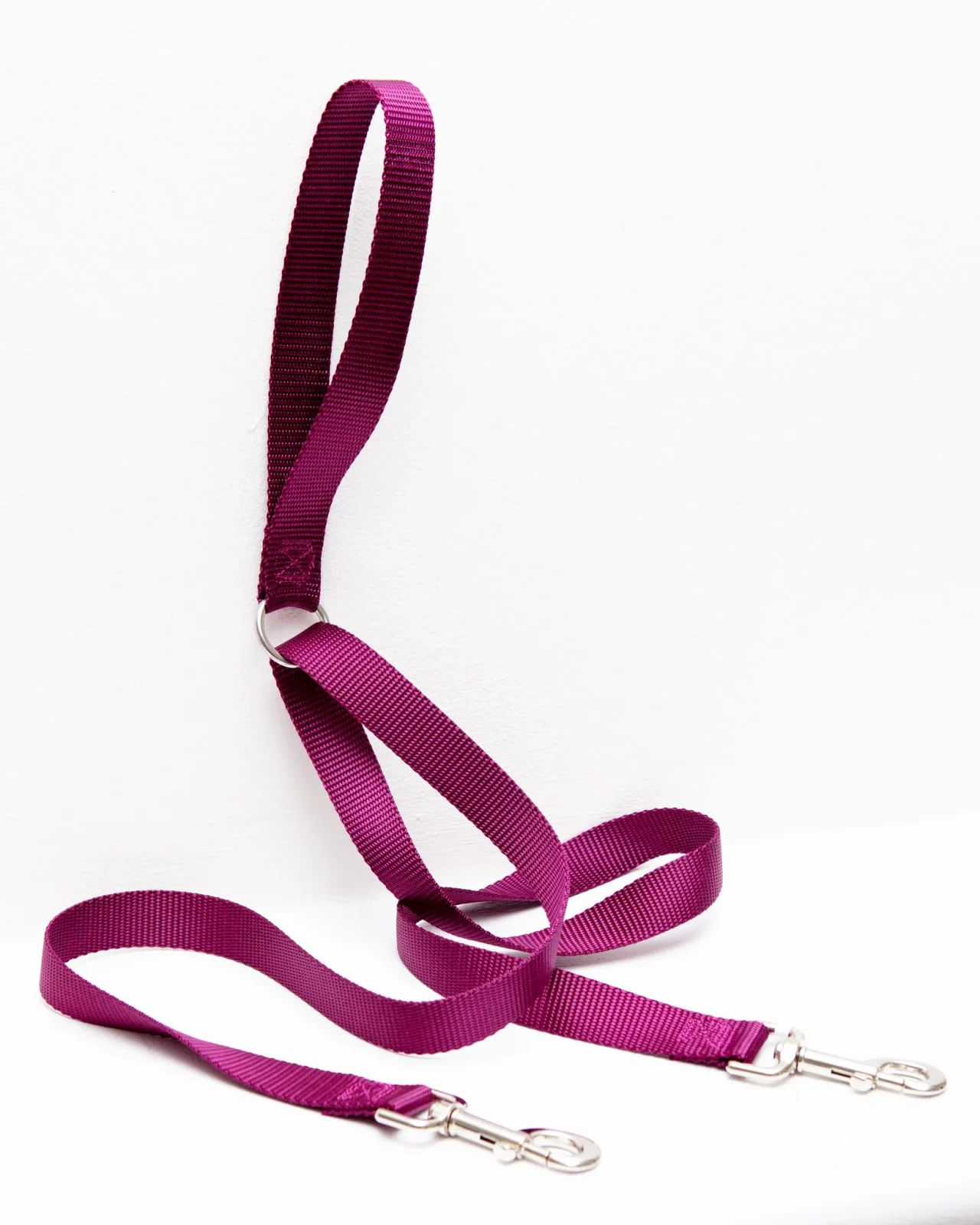 Double Clip Training Leash in Burgundy (Made in the USA)