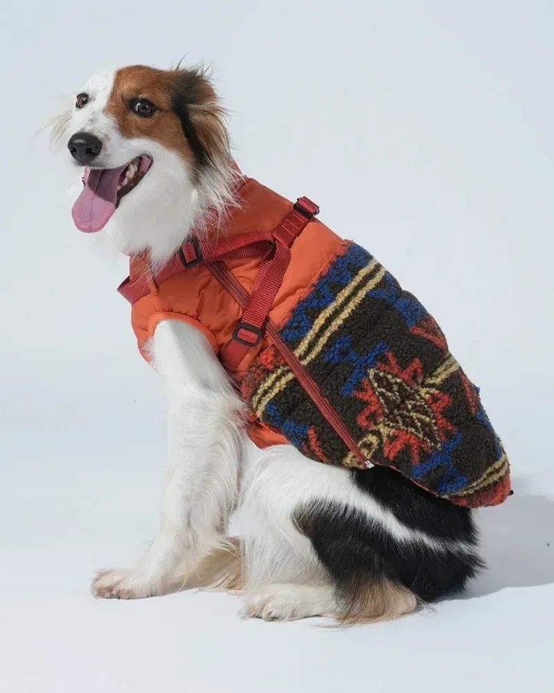 Robson Fleece Mix Padded Harness Dog Jacket in Brown - Image 2