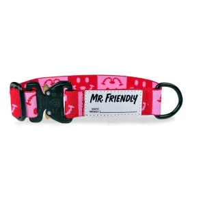 Dog Collar with Black Hardware in Pink & Red (Made in the USA)