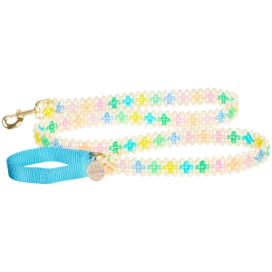 Beaded Dog Leash in Broadway Blue (Made in the USA)