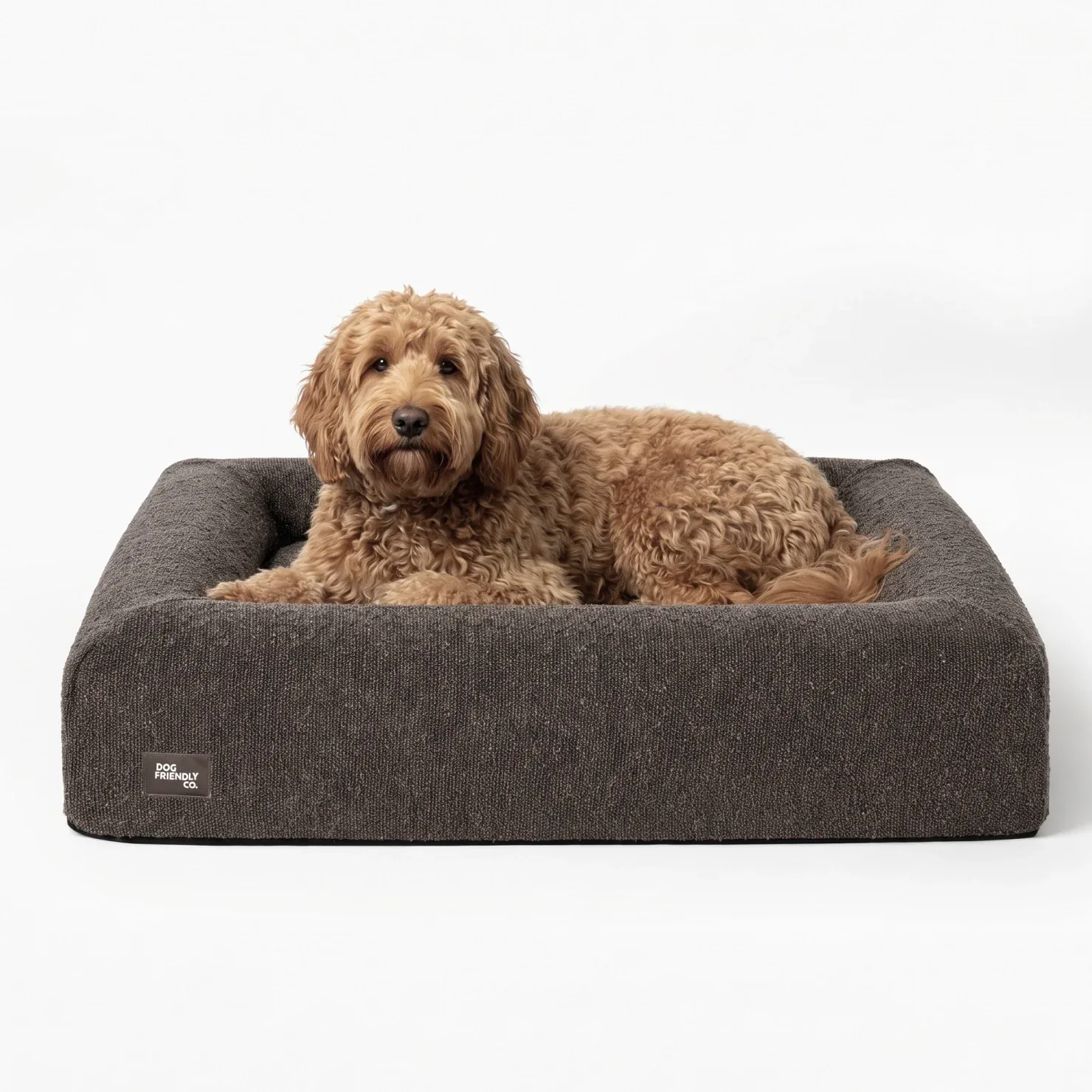 Premium Orthopedic Memory Foam Dog Bed - Brown Bouclé