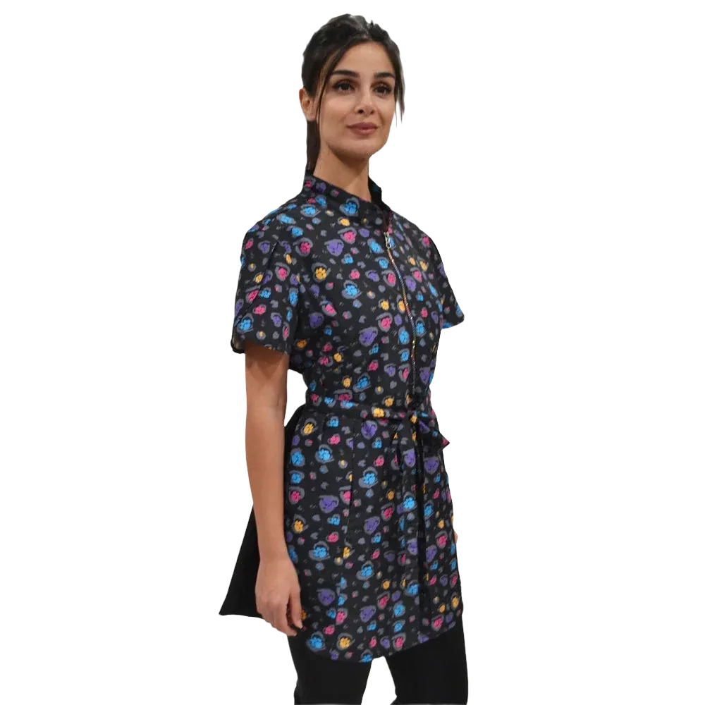 Rainbow Half Zipper Front Stylish Scrub Tunic by Ladybird Line - Image 2
