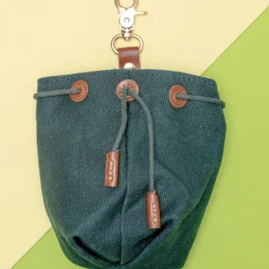 Waxed Canvas and Vegan Leather Dog Treat Knapsack in Evergreen(FINAL SALE)