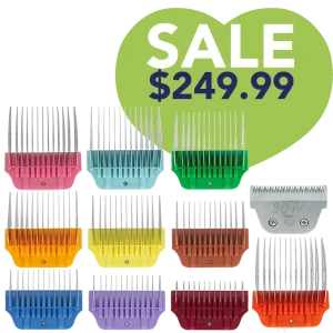 Wide Combs Colored Set of 10 (1/8″ through 1 1/2″) with 30W blade by PetStore.Direct