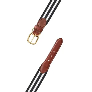 Black & White Stripe Ribbon Dog Collar (Made in the USA) (FINAL SALE)