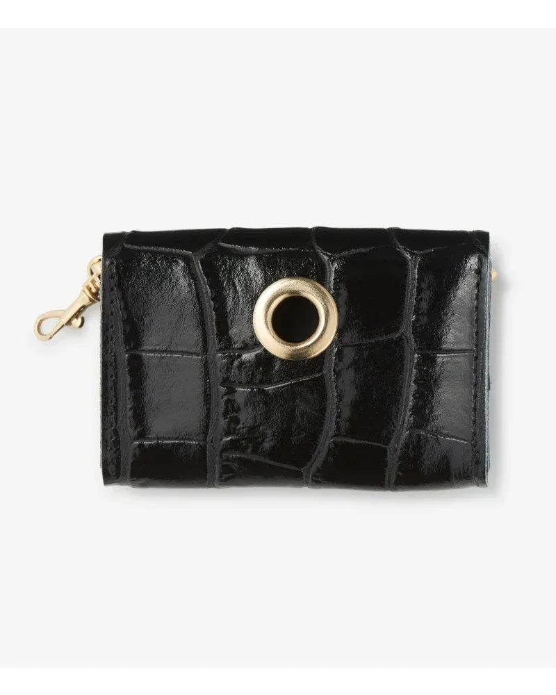 Croco-Printed Leather Poop Bag Holder in Black Patent Leather(Made in Italy) - Image 2