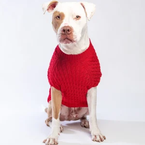 The Uptown Cable Knit Sweater in Big Apple Red Merino Wool (Made in NYC) (FINAL SALE)