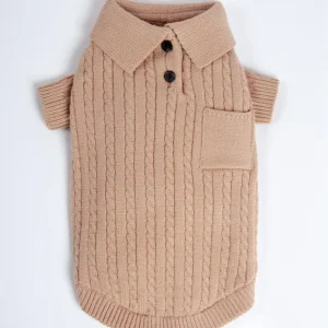 Polo Knit Dog Sweater in Camel