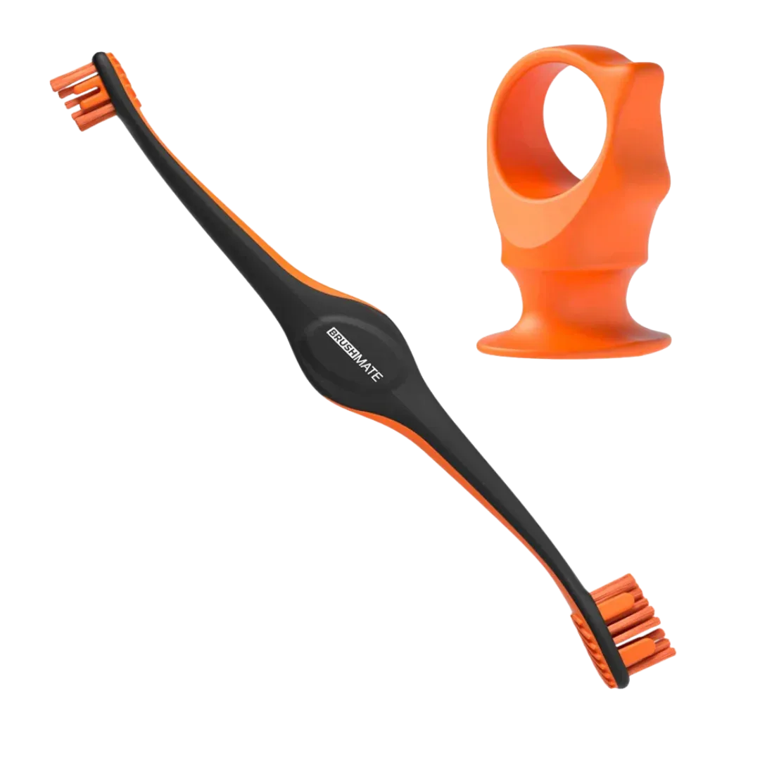 Orange Brushmate Premium Toothbrush with Biteblock Medium by Paw Ready - Image 2