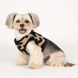 Leopard Fleece Step-In Dog Harness in Beige(FINAL SALE)