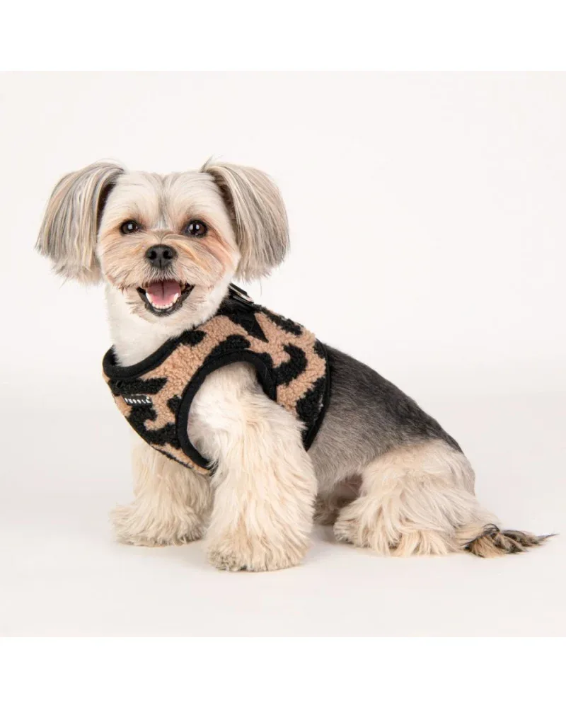 Leopard Fleece Step-In Dog Harness in Beige(FINAL SALE)