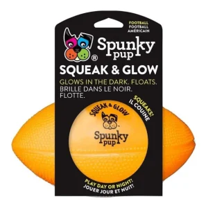 Spunkypup Squeak & Glow Ball Toy Football One Size