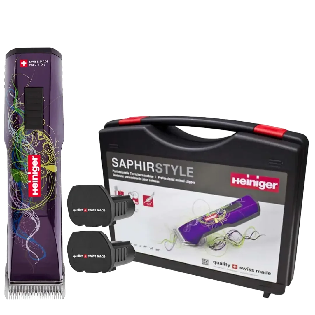 Purple Saphir Cordless Clipper with Two Batteries In a Case by Heiniger