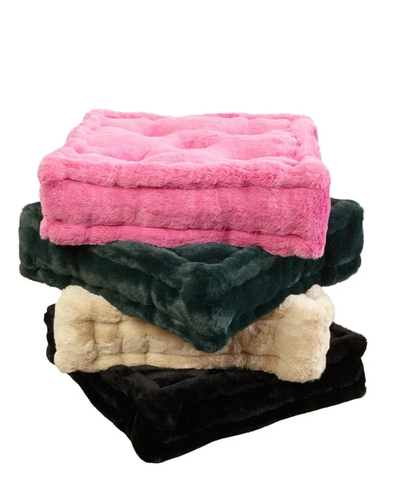 Claudia Faux Fur Mini Dog Floor Cushion in Emerald Green - Image 2