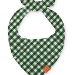 Mini Gingham Hunter Green Dog Bandana (Made in the USA) (FINAL SALE)