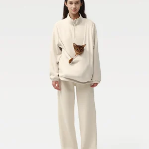 Kangaroo Pouch Unisex Microfleece Pullover in Milk White