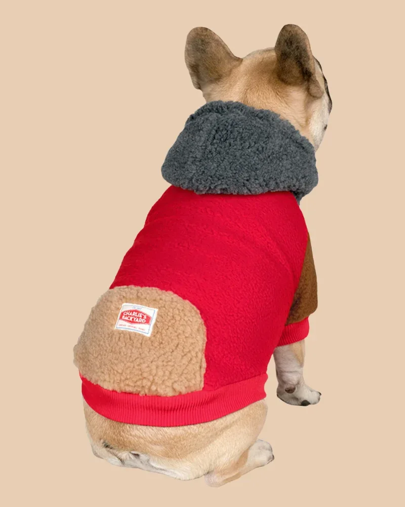 Cooper Plush Fleece Dog Hoodie in Red <> - Image 2