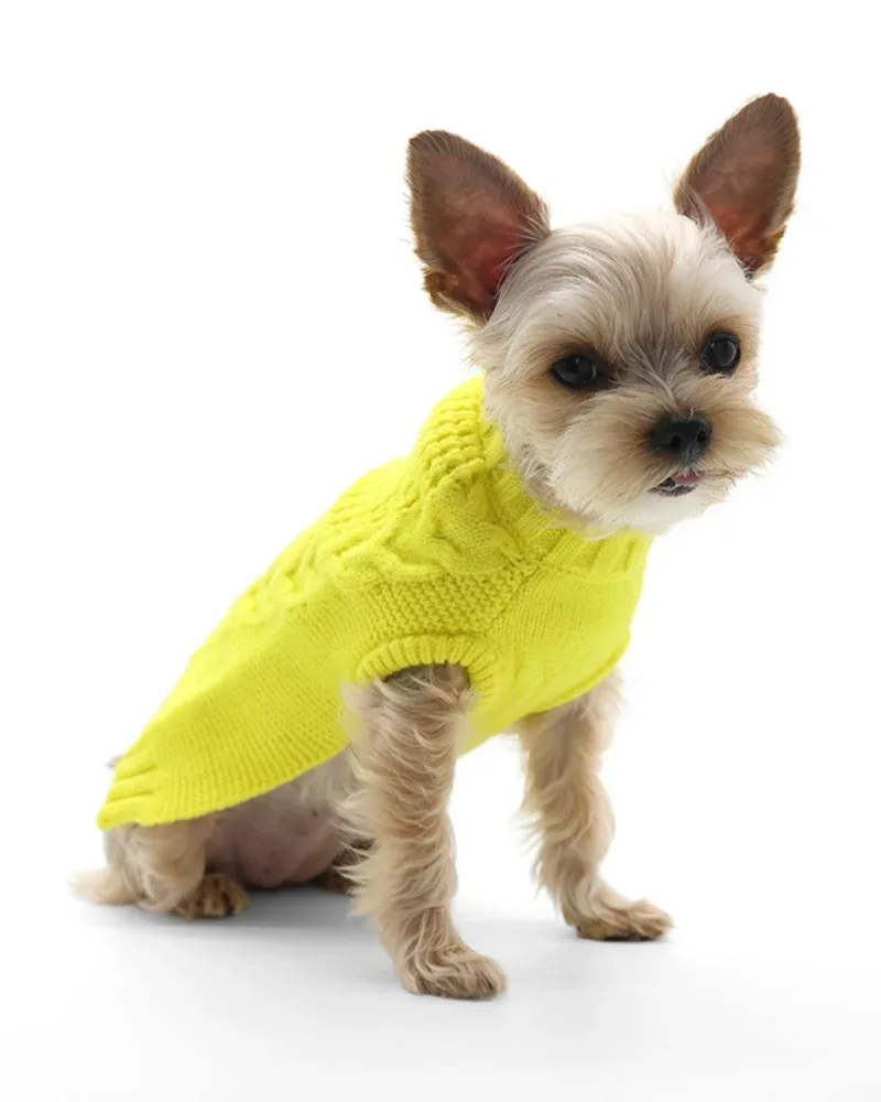 Mix Knit Dog Sweater in Sunshine Yellow(FINAL SALE)