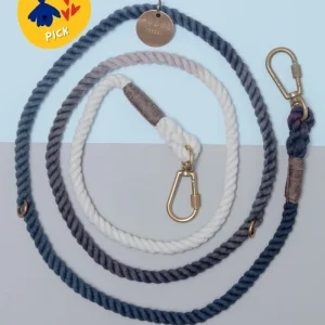 Adjustable Rope Dog Lead in Grey Ombré (Made in the USA)