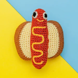 Hot Dog Organic Knit Dog Toy