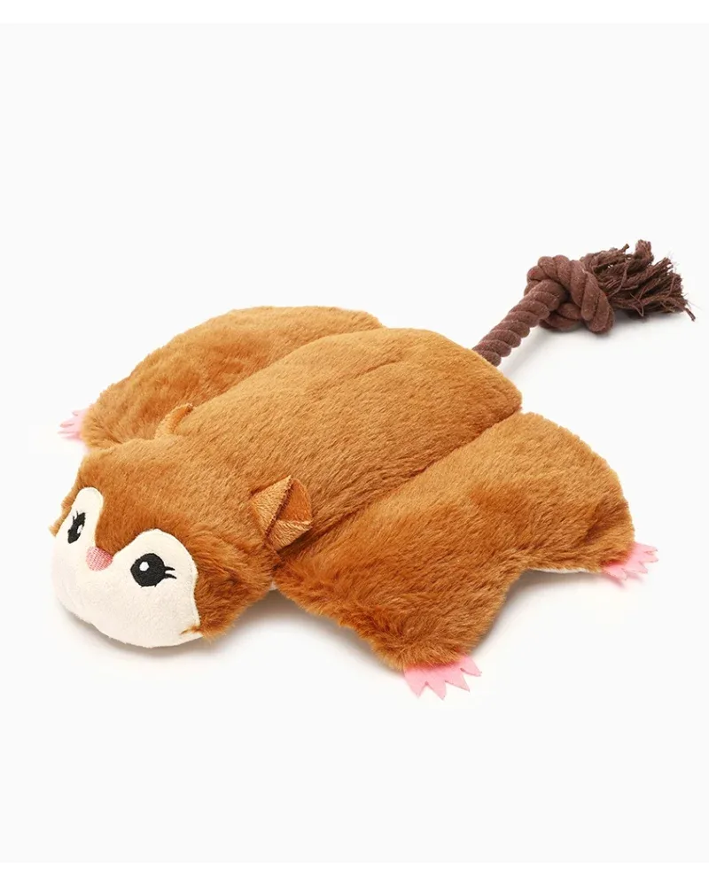 Flattie Squirrel Squeaky Plush Dog Toy