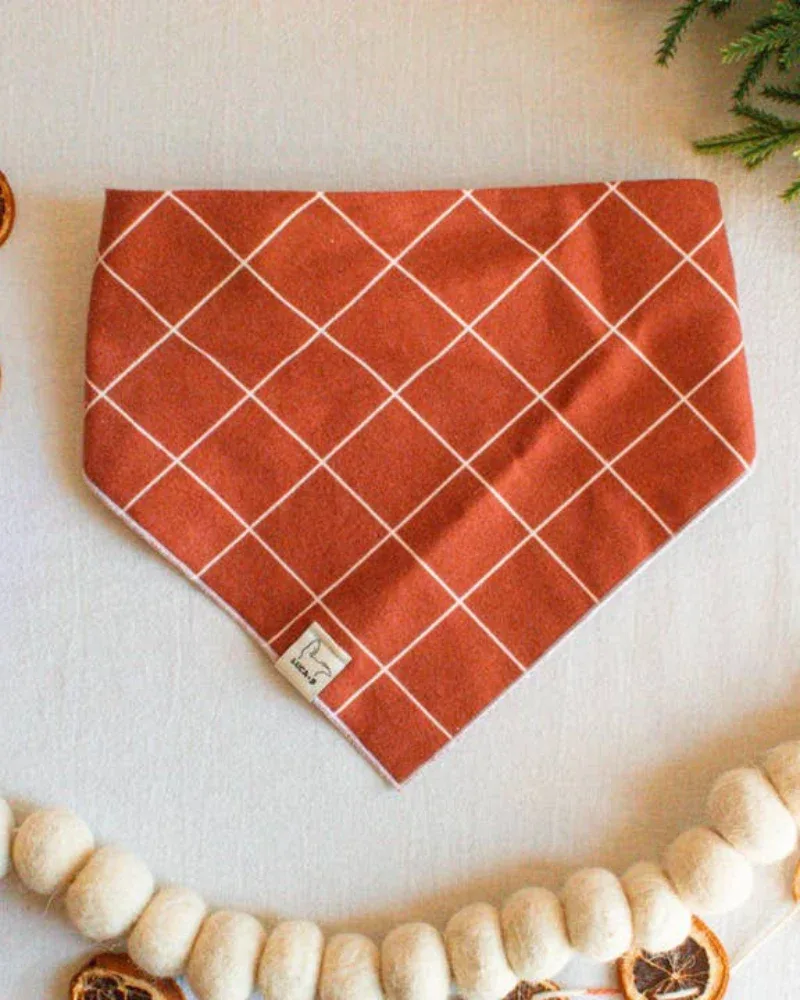 White Rust Windowpane Flannel Bandana (FINAL SALE)