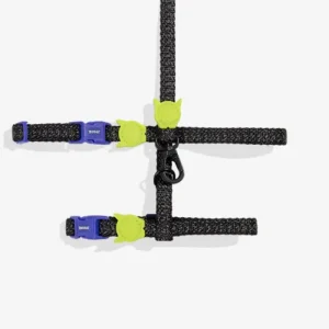 Cat Harness with Leash in Nox Black Reflective