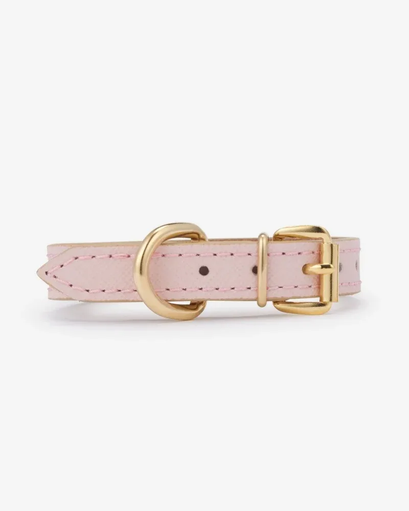 Small Dog Collar in Blush Pink Leather (Made in Italy) (FINAL SALE) - Image 2