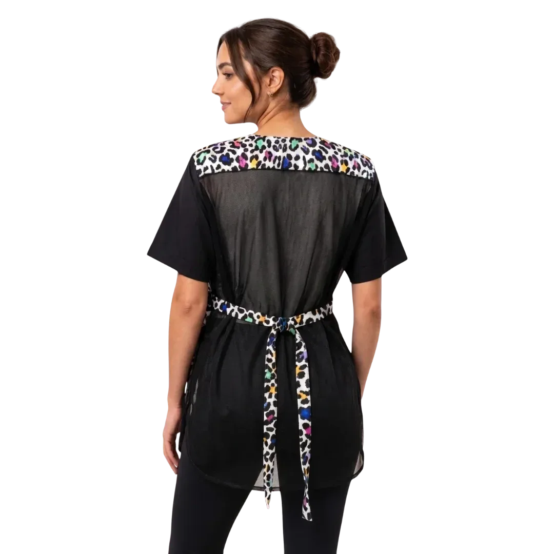 Multi Color Leopard Color Block Waterproof Smock by Ladybird Line - Image 2
