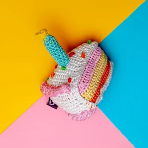Birthday Cake Squeaky Knit Dog Toy