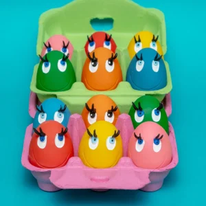 Multi-Color Squeaky Latex Dog Toy Egg Carton (6-Pack)