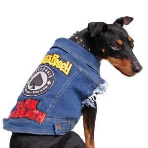 Raw Blue Denim Dog Jacket with Patches <>