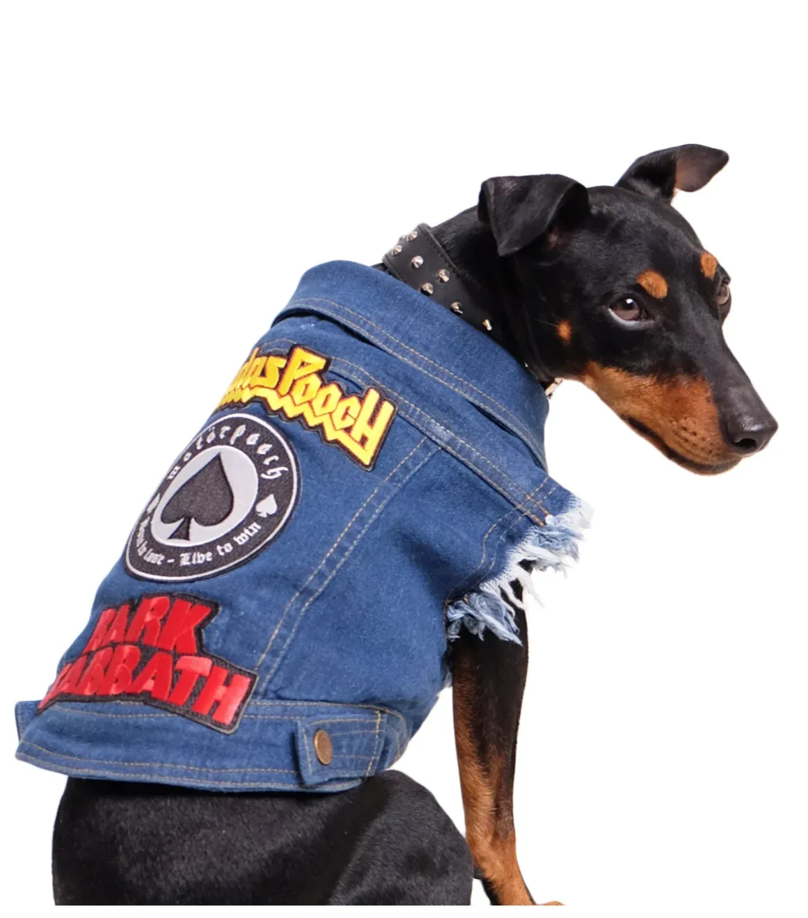 Raw Blue Denim Dog Jacket with Patches <>