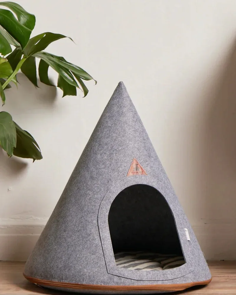 Soft Packable Pet Cave in Grey