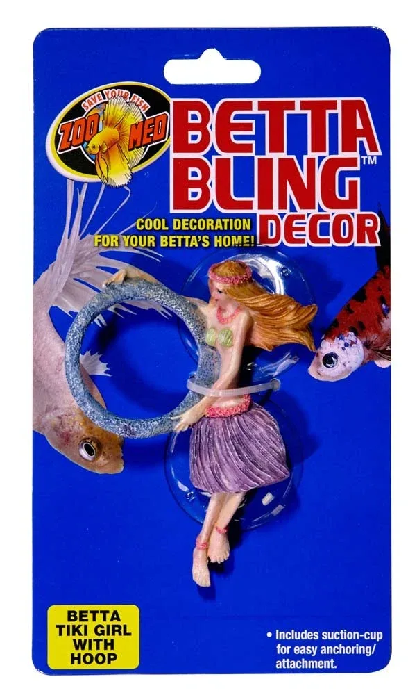 Zoo Med Betta Bling Tiki Girl Statue with Hoop Multi-Color