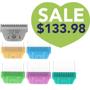 5pc Wide Glide Skip Tooth Comb Attachment Bundle with #30W Blade by PetStore.Direct