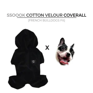 Velour Coverall Onesie for Dogs - French Bulldog Fit (in Ivory, or Black)