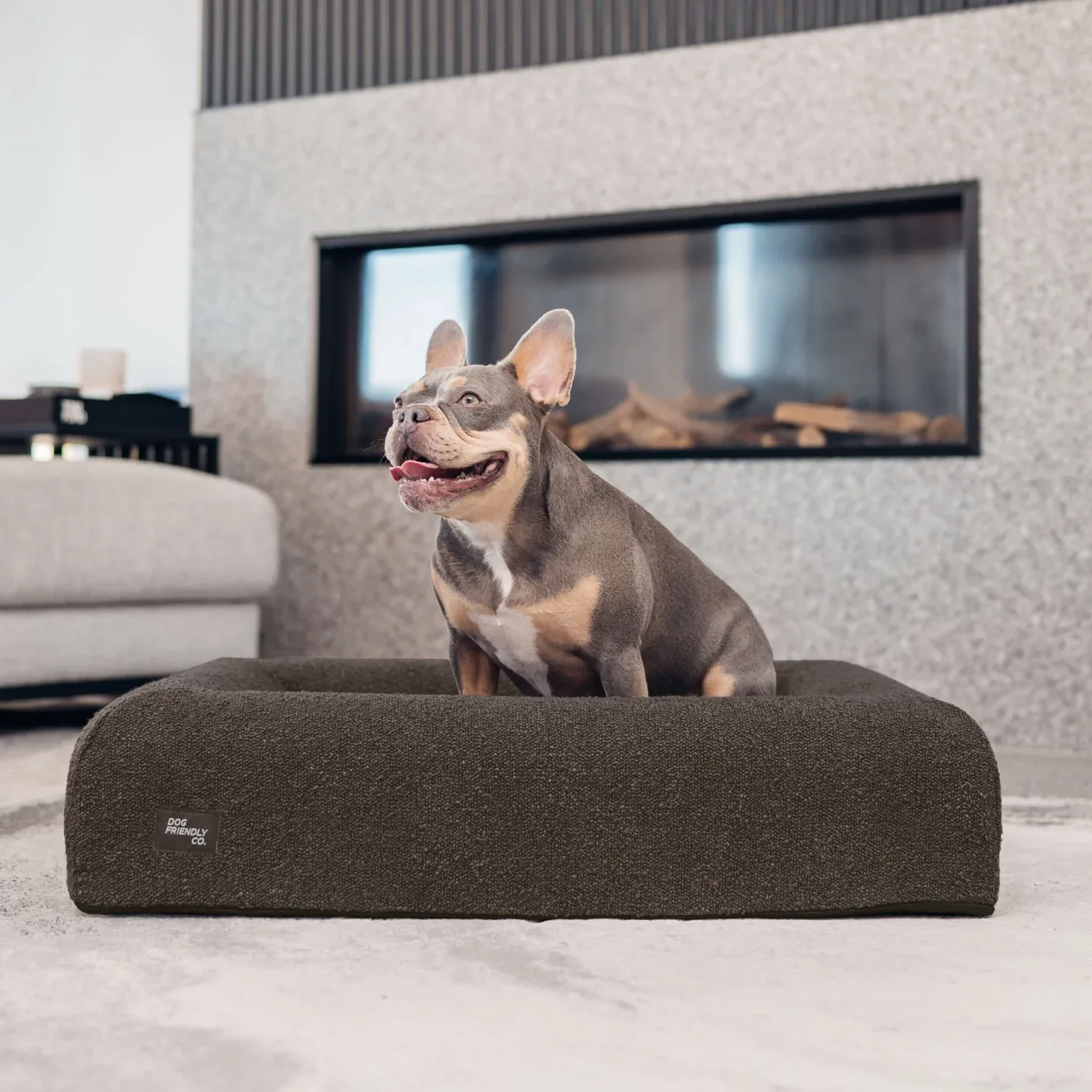 Premium Orthopedic Memory Foam Dog Bed - Brown Bouclé - Image 2