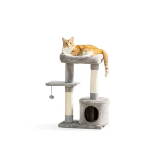 Whisker City® 29.5-in Laid-Back Lookout with Catnip 2-Level Cat Tree, Cat Scratching Post, Grey