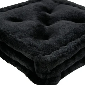 Claudia Faux Fur Mini Dog Floor Cushion in Black