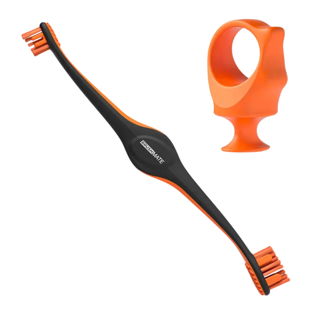 Orange Brushmate Premium Toothbrush with Biteblock Small by Paw Ready - Image 2