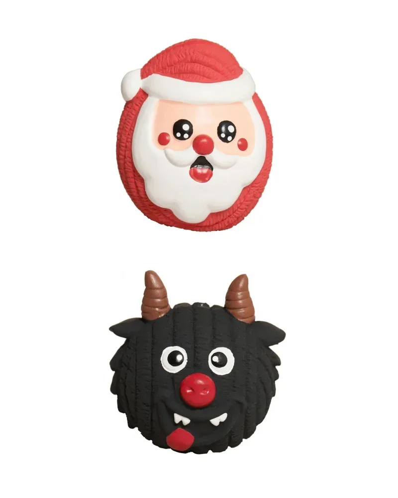 Naughty or Nice : Santa + Grumpus Ruff-Tex® Squeaky Dog Toy (2-Piece Set)