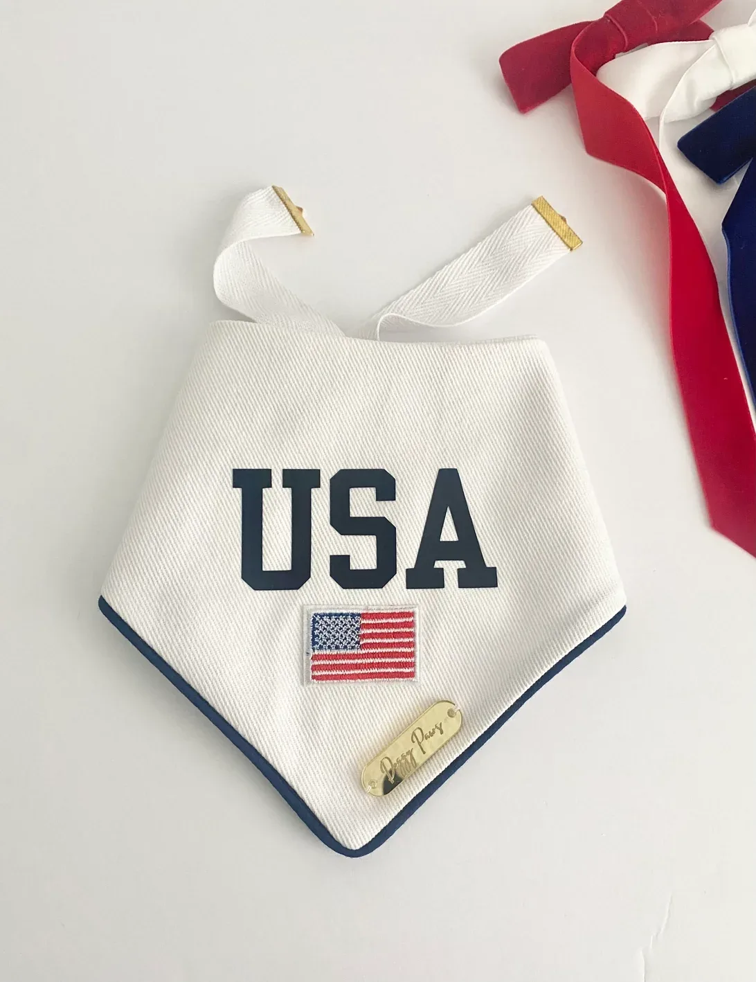 USA White Denim Dog Bandana (Made in the USA)